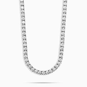 Brilliant Cut Tennis Necklace 925 Silver Rhodium Plated Classic <b>Chain</b> Unisex Everyday Wear GRA Certified - Product Image 1
