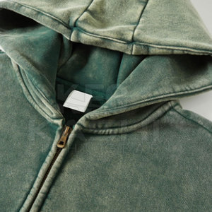 Fournisseur direct d'usine : Sweat à capuche d'hiver tendance en coton mélangé délavé à l'acide, avec intérieur en polaire doux, coupe classique - Product Image 2