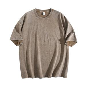 T-shirt en pur coton 240g, lavage vintage, col rond, imprimé court sur le devant, coupe classique, design rétro américain - Product Image 1