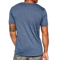 T-shirt bleu chiné pour homme, 210 GSM, mélange de coton, logo personnalisé, marque privée, OEM