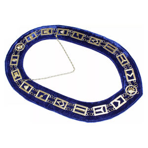 Collier de Collège Maçonnique Bleu avec Chaîne en Métal Doré et Bijoux, Doublure en Velours Bleu, Tissu de Haute Qualité, Collier Personnalisé - Product Image 5