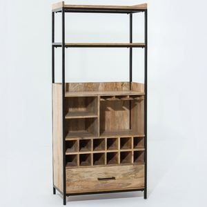 Vandana Merino Novara - Mueble Bar de Madera Maciza con Barra de Bar Integrada, Diseño Moderno de Muebles de Almacenamiento de Madera Sólida - Product Image 3