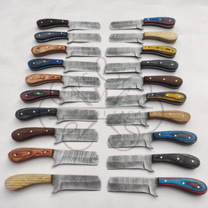 Couteau de chasse artisanal en acier Damas, modèle Bull Cutter, couteau à dépecer de type cowboy, à lame pleine, avec étui en cuir, support OEM - Vente chaude - Product Image 1