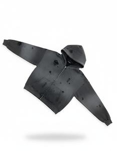 Sweat à capuche zippé pour homme de haute qualité 350 GSM, en polaire, coupe oversize, polyester/coton, anti-plis, respirant, effet délavé intégral - Product Image 4