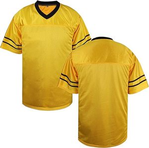 Camiseta Deportiva de Fútbol Amarilla con Cuello en V, de Malla, Manga Corta, Ligera, de Poliéster, para Deportes - Product Image 1