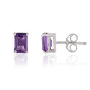 Boucles d'oreilles clous en argent sterling 925, coupe octogonale, améthyste véritable à 100 %, best-seller pour femmes - Product Image 3
