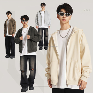 Sudadera con capucha y cremallera de gran tamaño con logotipo personalizado de alta calidad, sudaderas con capucha para hombre, ropa de calle - Product Image 3