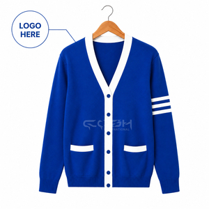 Cosh International Custom Logo Women's Blue Knitted Cardigan Autumn and Winter New Striped Knitted <b>Pullover</b> <b>Sweater</b> - Product Image 1