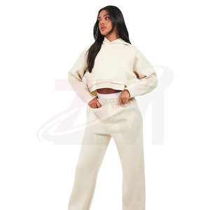 Hooded <b>Tracksuit</b> Casual Two Piece Set Soft Hoodie And Jogger Sportswear Comfortable Daily Wear Women Plain Hooded <b>Tracksuit</b> - Product Image 1