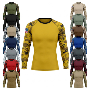 เสื้อแรชการ์ดแขนยาวสีพื้นคุณภาพพรีเมียม แบบสวมกระชับ ป้องกันรังสียูวี สำหรับตกปลา ออกกำลังกาย ฝึกซ้อม  ลายพรางแบบกำหนดเองได้ - Product Image 1