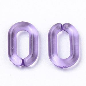 Acrylic Linking Rings Oval <b>Quick</b> <b>Link</b> Connectors for Curb Chains Purse Eyeglass Chain DIY Craft Making 15x9x3mm (Orchid) - Product Image 1