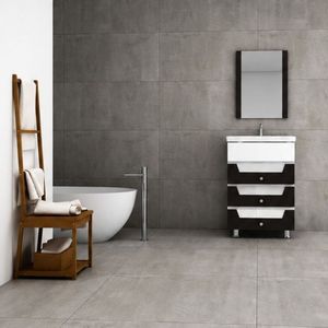 Fortune Collection Classic Design Rectangle Wall-Mounted Ceramic Basin Bathroom <b>Vanity</b> <b>Table</b> Mirror Included PVC Material Water - Product Image 1