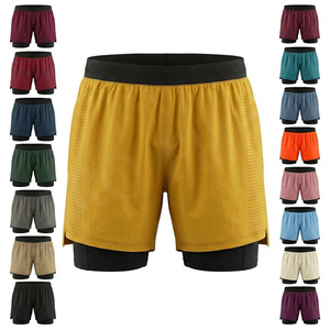 High Quality Polyester 2 in 1 Running Shorts Breathable Custom Logo Gym Fitness Training Athletic Inner <b>Compression</b> Shorts Men's - Product Image 1