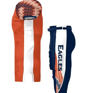 Ensemble de maillot de football américain sublimé col en V manches courtes 23 orange et pantalon bleu marine à fermeture boutonnée unisexe hiver - Product Image 4