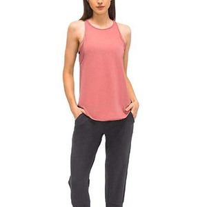 <b>Women's</b> Pink Crew Neck Sleeveless Tank <b>Top</b> Solid Color Knitted Breathable Casual Wear - Product Image 2