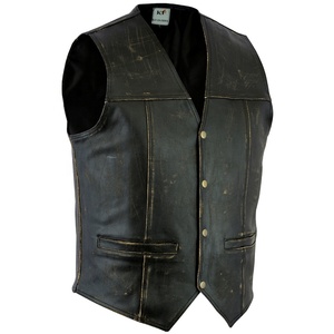 Gilet décontracté pour homme en cuir véritable à col mandarin, coupe personnalisée avant/arrière avec logo, grande taille, coupe-vent et respirant, Keven Impex KI-4508 2026 - Product Image 1