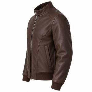 Chaqueta Safari Clásica de Cuero para Hombre, Chaqueta Casual Impermeable y Cortavientos de Piel de Cordero Suave, Estilo Vintage, Moda Urbana, Personalizada - Product Image 4