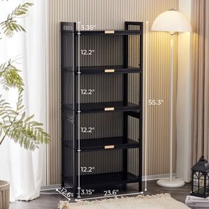 Mobiletto Multifunzionale a 5 Ripiani con Porta, Scaffale per Pane e Dispensa, Porta Microonde per Soggiorno - Product Image 5