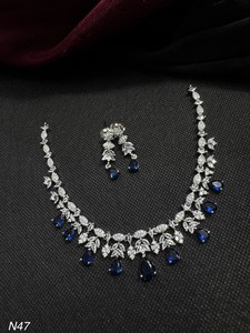 Conjunto de joyería nupcial de diamante americano clásico, collar y pendientes de dos piezas para boda, estilo clásico de moda - Product Image 1