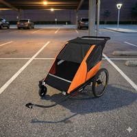 Remolque de Bicicleta para Bebés Gemelos 3 en 1 con Marco de Aluminio TC-2024T, Carrito de Paseo, Freno de Estacionamiento de un Solo Toque, Carga Máxima de 35 kg, Resistente al Agua 600D