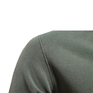เสื้อโปโลแขนสั้นผู้ชาย สีพื้น ทรงปกติ ผ้าฝ้ายปิเก้ ระบายอากาศดี ดีไซน์ถัก ติดกระดุมด้านหน้า สีเขียว - Product Image 3