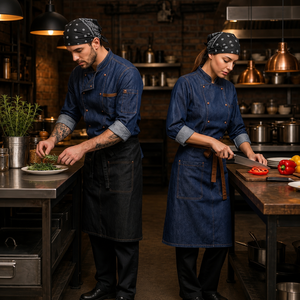 Ensemble d'uniformes de chef, kit de vêtements de travail de cuisine, coton et élasthanne, respirant, anti-boulochage, uniforme pour le personnel de restaurant - Product Image 4