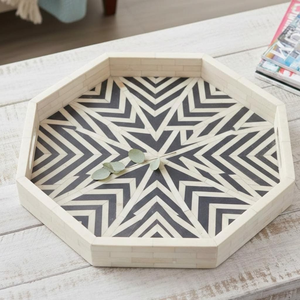Auténtica Bandeja Decorativa Hecha a Mano con Incrustaciones de Hueso Indio, Bandeja de Servicio Sofisticada para Cocina y Hogar, Tamaño Personalizado, Idea de Regalo - Product Image 4