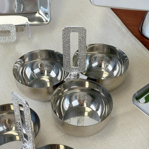 Tazón Triple de Acero Inoxidable de Primera Calidad con Asa Decorativa de Pájaro Dorado, Moderno Servidor de Condimentos - Product Image 6
