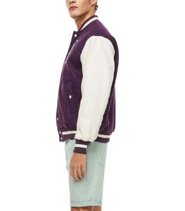 แจ็คเก็ตวาร์ซิตี้ผ้าขนสัตว์ปักลายเชนิลคุณภาพสูง แขนหนังแท้ สำหรับฤดูหนาว แจ็คเก็ตวาร์ซิตี้ผู้ชายสุดเท่ - Product Image 4