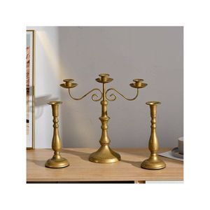 Wholesale Antique Gold Metal Candlestick <b>Holders</b> And Candelabras Set Elegant Home Decor Living Room Wedding Table Centerpieces - Product Image 1