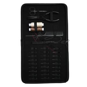 ชุดอุปกรณ์ต่อผมสีดำแบบขายส่ง ประกอบด้วยเครื่องมือจีบผมแบบลูกปัดแบน เครื่องมือทำห่วงลวด ตะขอเกี่ยวผม กรรไกรขนาดเล็ก และหวีสำหรับมืออาชีพ - Product Image 1