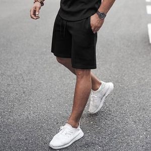 Men's Solid Black Cotton Crew Neck T-Shirt and Shorts <b>Set</b> Casual Breathable Summer Wear <b>Knitted</b> Fabric - Product Image 3