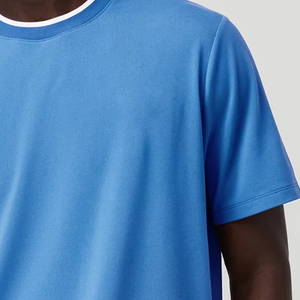 T-shirt pour homme bleu ciel avec logo personnalisé, t-shirt de sport décontracté respirant léger de qualité supérieure, col rond, manches courtes, mode estivale - Product Image 6