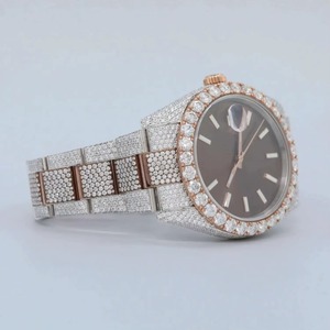 Reloj de lujo unisex de acero inoxidable con diamantes, caja redonda, esfera analógica, cristal de zafiro, cierre desplegable, 44 mm - Product Image 5