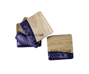 Ensemble de sous-verres à thé en résine de bois finition lisse pour la maison hôtel restaurant pour boire tasse à thé vaisselle classique tapis et tampons en résine - Product Image 1