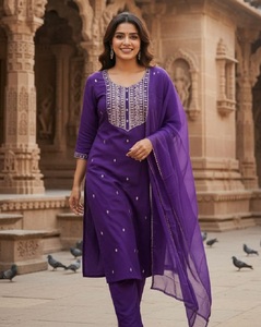 Purple Rayon Embroidered Indian Pakistani Salwar Kameez <b>Kurta</b> Set <b>Women</b> Ethnic Dress Wedding Party Wear <b>for</b> <b>Women</b> Fancy Fit - Product Image 1