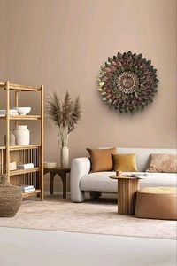 Decoración de Pared de Metal Rústico con Diseño de Girasol, Adorno Circular Floral Hecho a Mano - Product Image 2