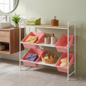 กล่องเก็บของเล่นและเครื่องมือ DIY แบบ 4 ลิ้นชัก รุ่นโมเดิร์นสแควร์  วัสดุโลหะ พร้อมชั้นวาง  ผิวเคลือบเงา - Product Image 2