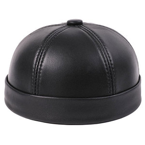 Casquette de baseball en cuir véritable unisexe pour adultes, en cuir de vache/mouton noir, imperméable, gaufrée, réglable, pour sports d'hiver, confort optimal - Product Image 1