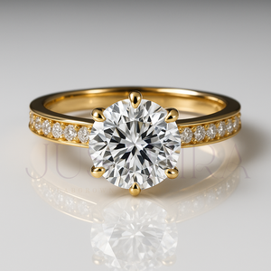 Elegant Design 14k Rose Gold Plating Engagement <b>Ring</b> Classic <b>Proposal</b> <b>Ring</b> With Round Cut Moissanite Diamond Wedding Jewelry - Product Image 2