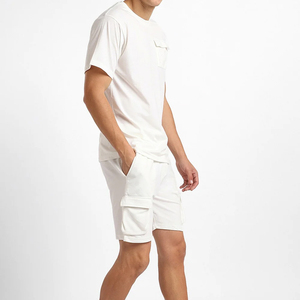 2026 Men's Top Selling Summer Casual <b>Sweater</b> <b>Set</b> Loose Short Sleeve T-Shirt with Woven Shorts Solid Pattern Design 100% Cotton - Product Image 6