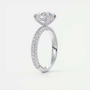 Bague de fiançailles solitaire triple pavé faite à la main avec diamant rond de 2,80 carats cultivé en laboratoire en or blanc 14 carats - Product Image 1