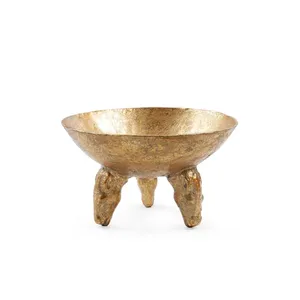 Traditional Chinese Style <b>Metal</b> Fruit <b>Bowl</b> with Brushed Bronze Finish Handmade Decorative Dish Round Shape - Product Image 2