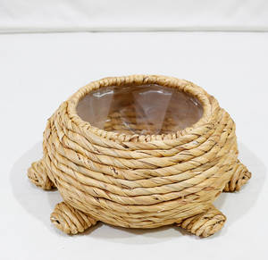 Maceta Decorativa Tejida de Jacinto de Agua con Forma de Tortuga, con Forro, Capacidad de 3L, Cesta de Almacenamiento Interior - Product Image 4