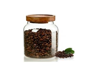 Frascos pequeños de vidrio con tapas herméticas, contenedor para café con tapa de madera, recipiente de vidrio para despensa para granos, arroz y azúcar - Product Image 6