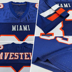 Camiseta de Fútbol Americano Personalizada con Cuello en V, Manga Corta, Impresión por Sublimación, Nombre del Equipo, Número, Malla de Poliéster que Absorbe la Humedad, 300g - Product Image 5