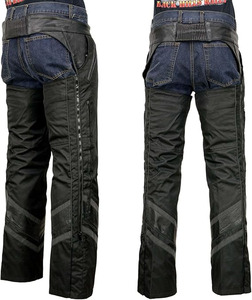 Samroz Sports – Chaps en cuir pour hommes – Logo personnalisable – Haute qualité – Noir – Poches fendues – Fermeture à boutons-pression – Doublure thermique – Pour motards - Product Image 6
