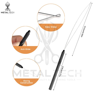 Top Product B2B Bulk Hair Extensions Installation Micro Loop Threader Wire <b>Puller</b> Needle Set Hairdressing Salon Supplies - Product Image 3