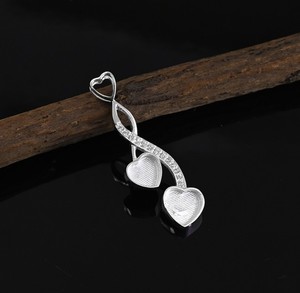 Colgante de Plata 925 Sólida Hecho a Mano con Bisel en Blanco de Corazón de 7mm para Engaste de Circonita Cúbica, para Relleno de Resina DIY con Leche Materna, Fornituras de Joyería para Recuerdos - Product Image 1