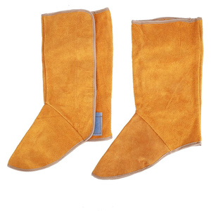 Eco-Friendly Cowhide Split <b>Leather</b> Welding Shoe Long Calf Protector Safety Shoes with Fire Resistant <b>Boot</b> Covers and Gaiters - Product Image 1